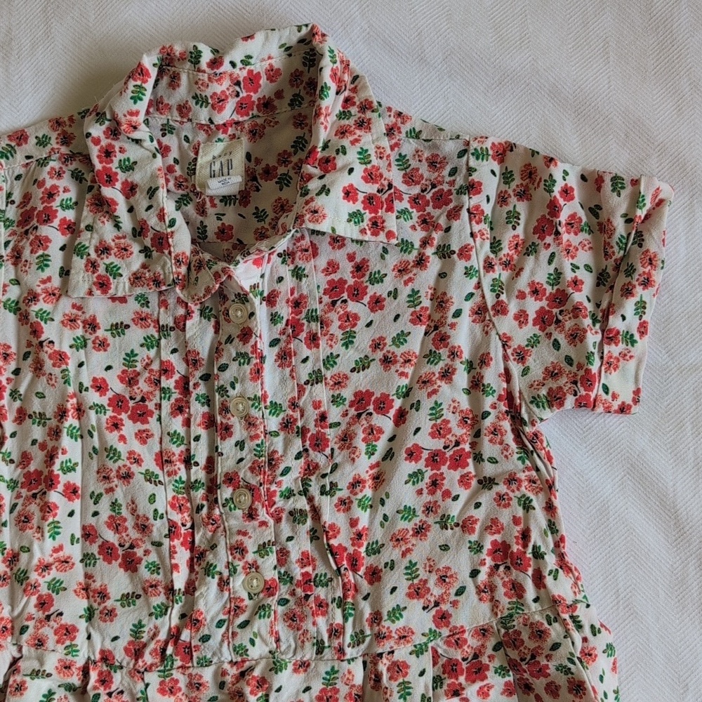 babyGap pretty autumn floral rayon collared shirt dress 4T toddler girls - Picture 3 of 6